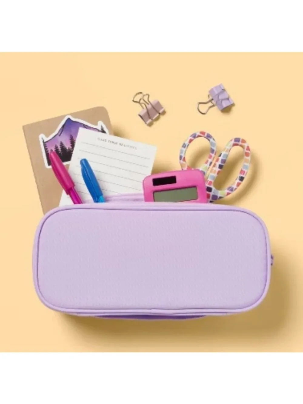 UP&UP Triple Zip Multicompartment Pencil Case Pouch Purple